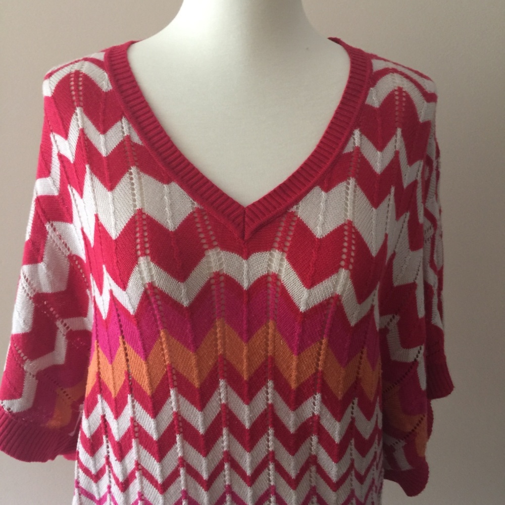 Boho Berry, Orange & Cream Color OneA Knit Top